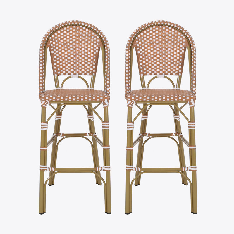 Tabourets de bar 4 pieds en aluminium rouille avec repose-pieds, Rouille