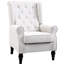 Siège élégant, blanc crème, rehaussant le décor de la pièce, fauteuil blanc crème avec capitonnage profond, pieds, pour la maison