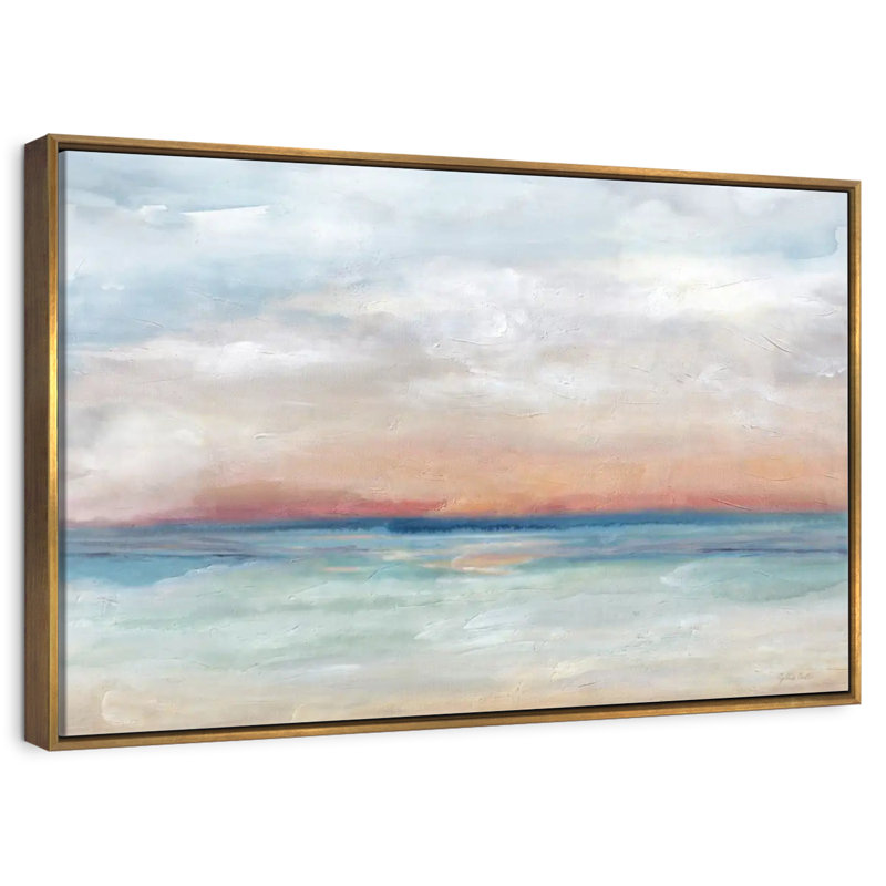Scène sereine, paysage lumineux, Cadre flottant doré, 40 po x 27 po