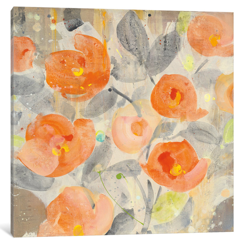 «Poppy Garden I», reproduction d'art sur toile tendue, H 12 po x l 12 po x P 0,75 po, Toile tendue, Pas de tapis