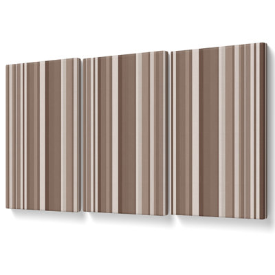 Retro Stripes Beige - 3 Piece Wrapped Canvas Print