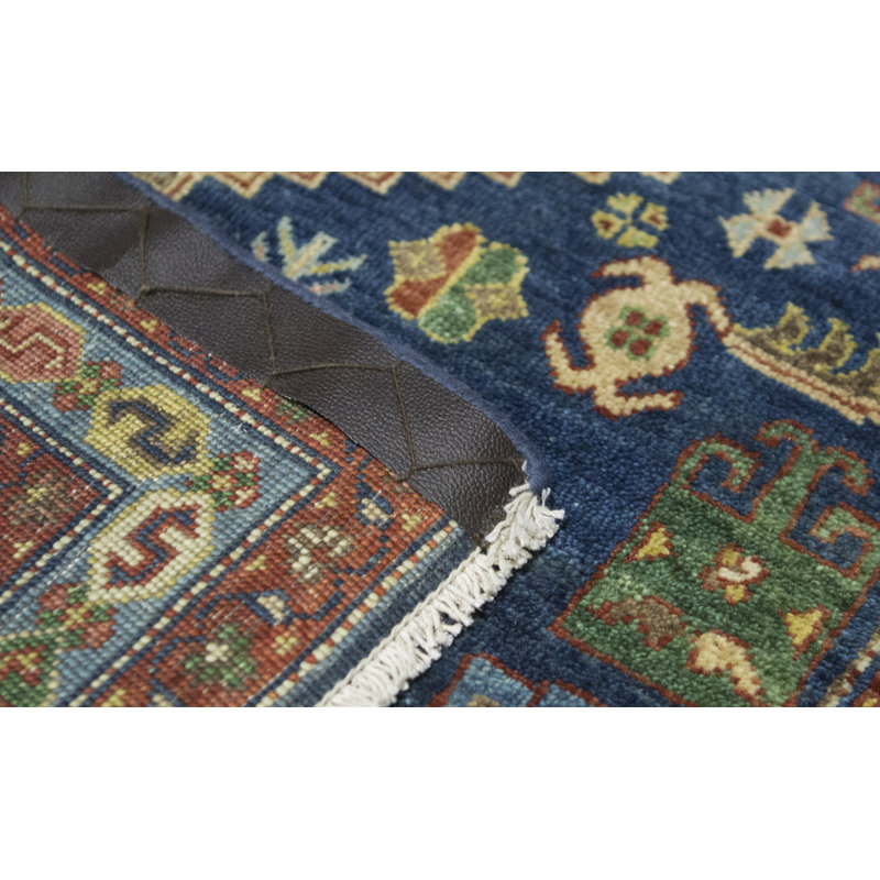 Chemin de table bleu et bleu clair noué à la main de haute qualité