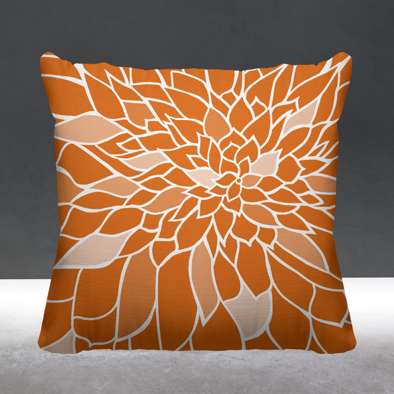 Raina Outdoor Reversible Throw Pillow, 15W" x 15H", Orange