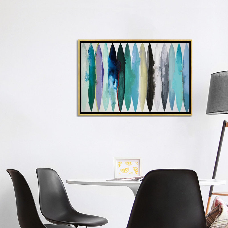«Even Flow - Cool Colors» par Randy Hibberd, H 26 po x l 40 po, Cadre flottant noir