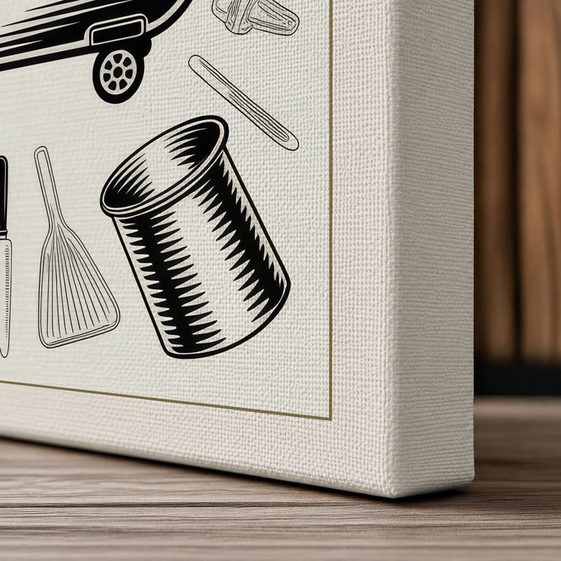 Road Cooker Retro - Wrapped Canvas, 24x16 - 61.0 x 40.6 cm, Cream Border