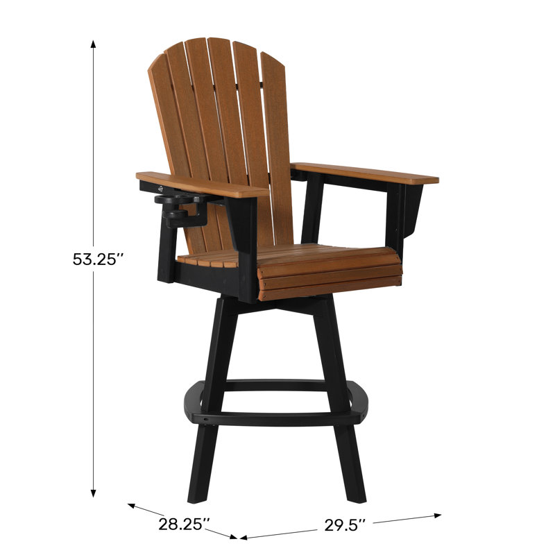 Fauteuil bar pivotant Kevin Adirondack, noir, 29.25", Brun / Noir