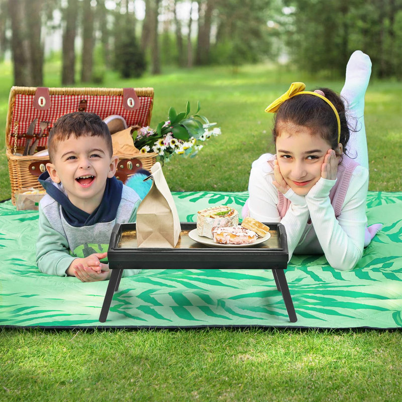 Table de plateau de lit avec pieds pliants en bambou, plateau de petit déjeuner pour canapé, plateau de service avec rainure pour tablette de téléphone, brun foncé rustique