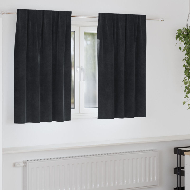 Curtains Polyester 140Cm Sound-Absorbing, Black, 140cm Width x 140cm Drop