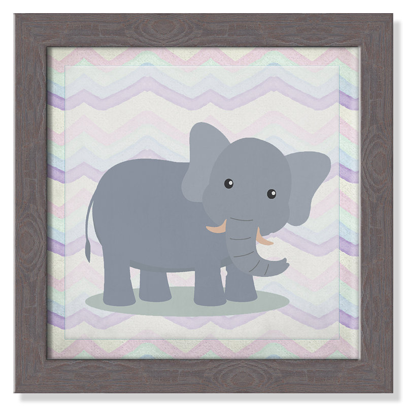 Art de l'éléphant rose, Encadré plat à grain de bois gris, H 8 po x l 8 po x P 0,6 po