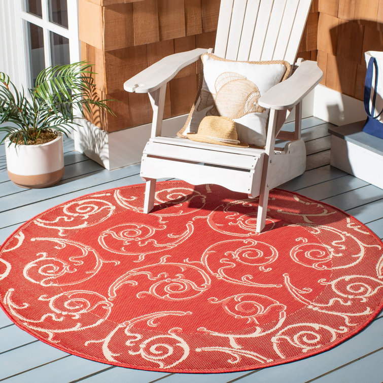 Arneshia Paisley Indoor / Outdoor Area Indoor/Outdoor Area Rug in Red/Natural