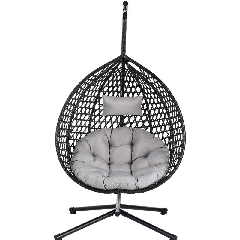 Élégante chaise longue suspendue Placid - base en fer robuste, tissage en PE, réglable pour la tranquillité et la relaxation