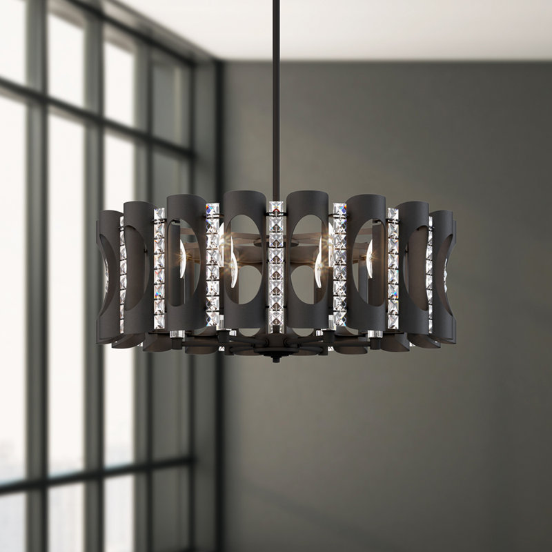 Twilight 4 Light 18in x 8.5in Pendant in White with Clear Optic Crystals, 157" H x 25" W x 25" D, 6 Lights
