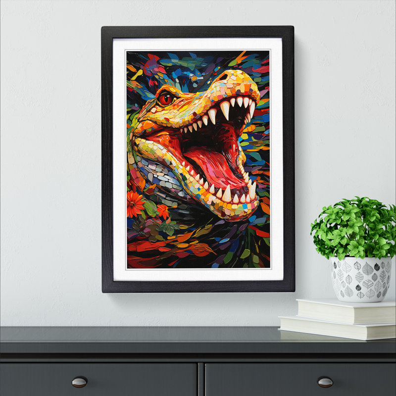 XYZ-FRM-V1223-1785 Alligator Orphism - Single Picture Frame Print on Wood, 46cm H x 34cm W x 2cm D, Black