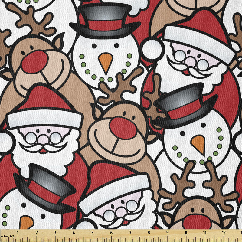 Alyvia Snowman Reindeer Santa Claus Cartoon Multi-Purpose Fabric