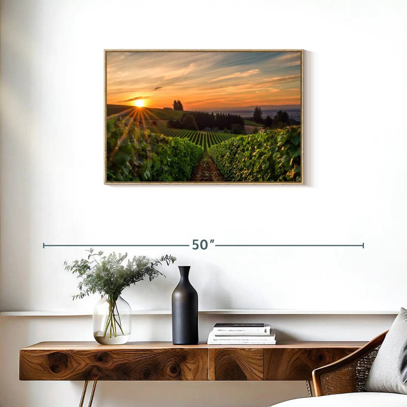 Willamette Vineyard, Cadre flottant en bois naturel, 31 po x 21 po