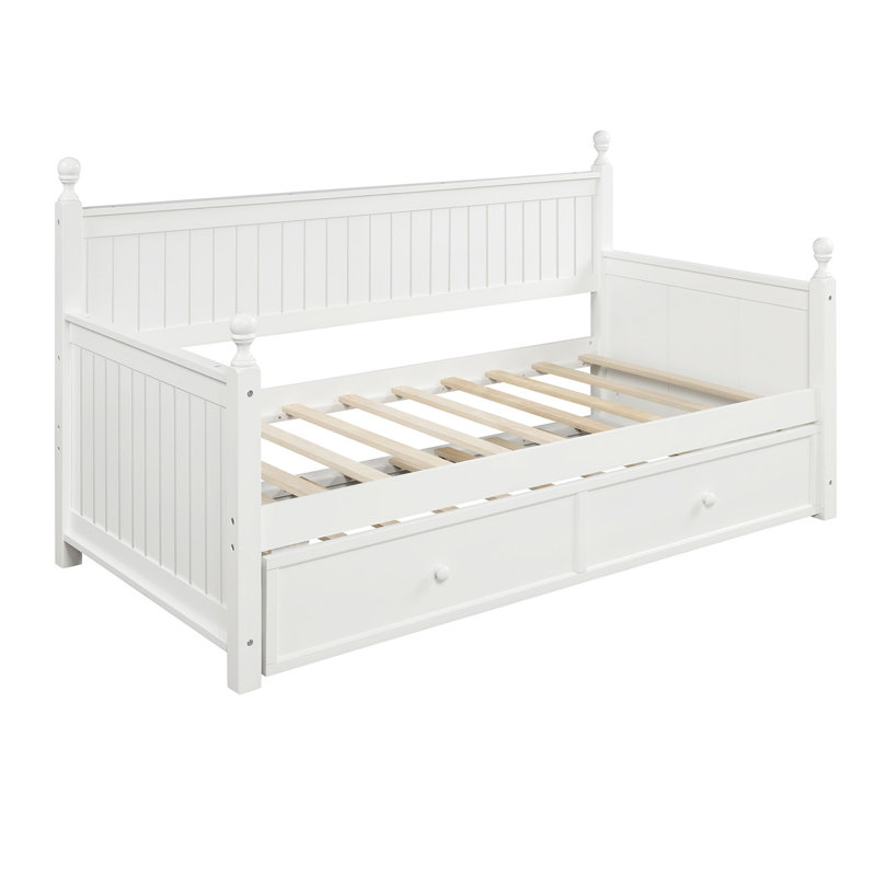 Lit de jour en bois avec couchette, Blanc