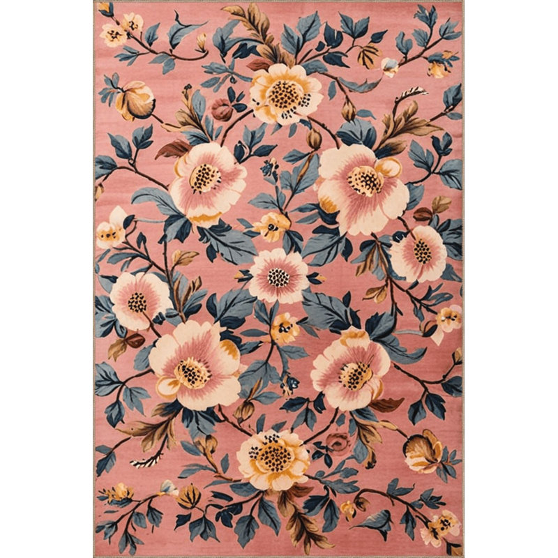 Tapis lavable en machine à motif floral rose Paris, Tapis de couloir 3 pi 3 po x 9 pi 10 po