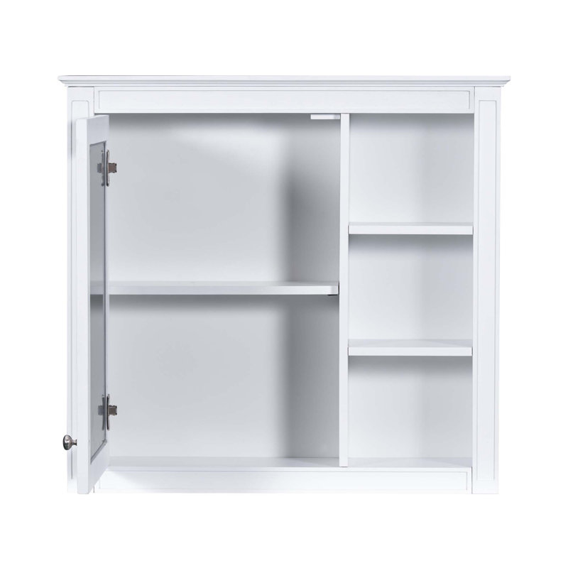 Ensemble de meuble-lavabo à une cuve moderne avec tiroirs et armoire à miroir Modern, Blanc
