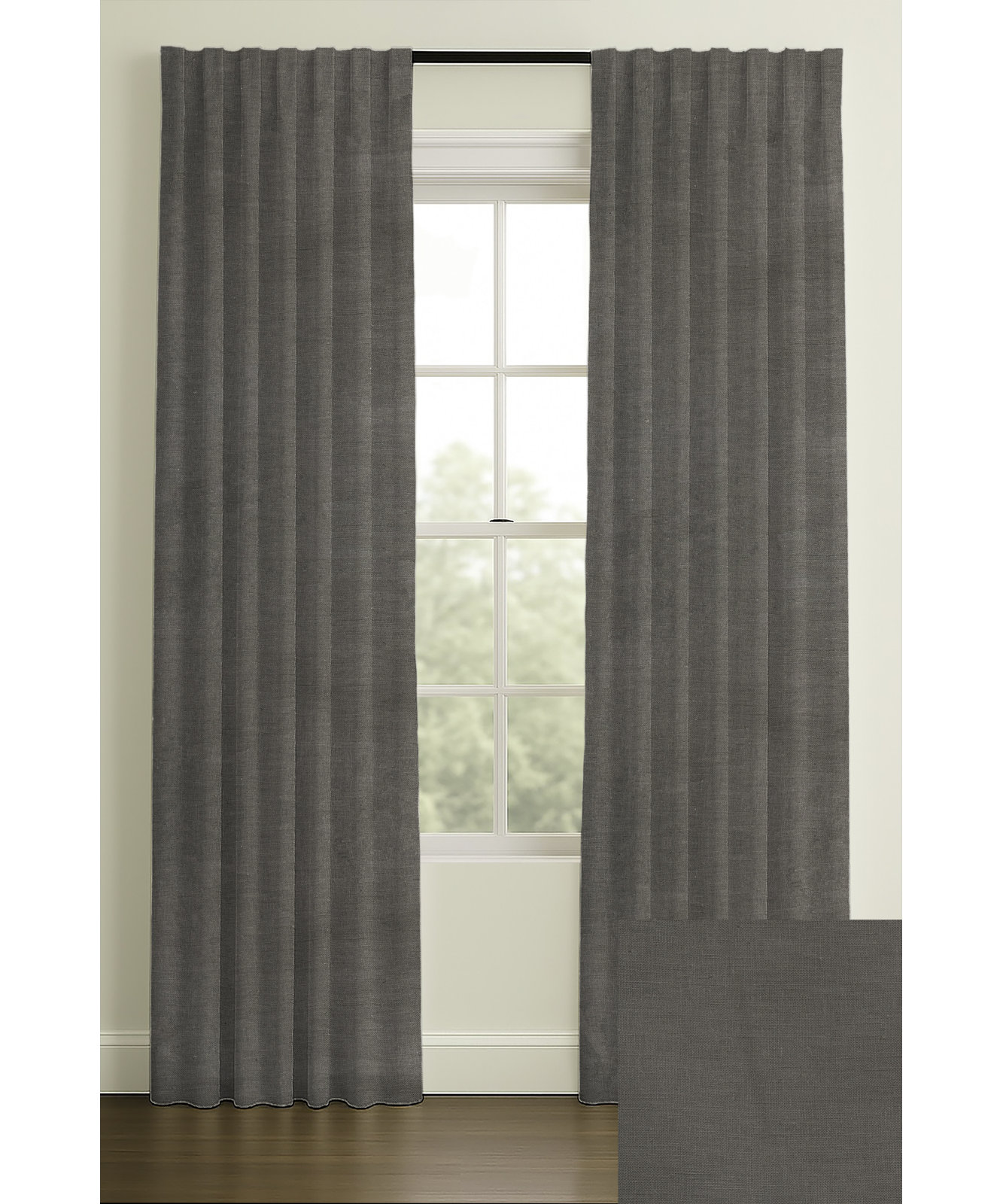Varenna Ramie Curtain in Stonewash, 50" W x 108" L, Blackout, Rod Pocket
