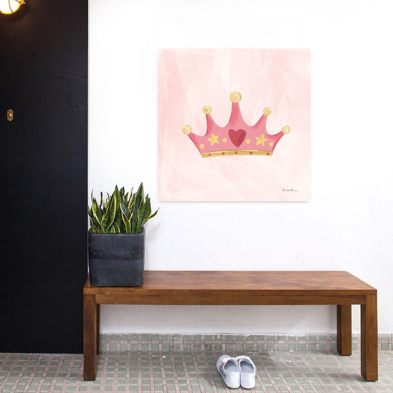 Jolie princesse couronne fantaisiste, art contemporain abstrait, H 32 po x l 32 po