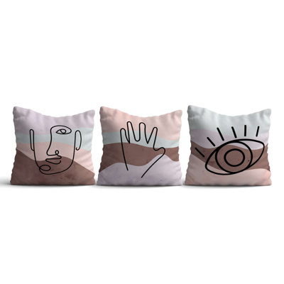 Ensemble de housse de coussin élégant (3 pièces), 16,9 x 16,9 pouces | 50% coton / 50% polyester, lavable et repassable | Parfait pour la décoration intérieure, le canapé et le salon, tissu doux et durable