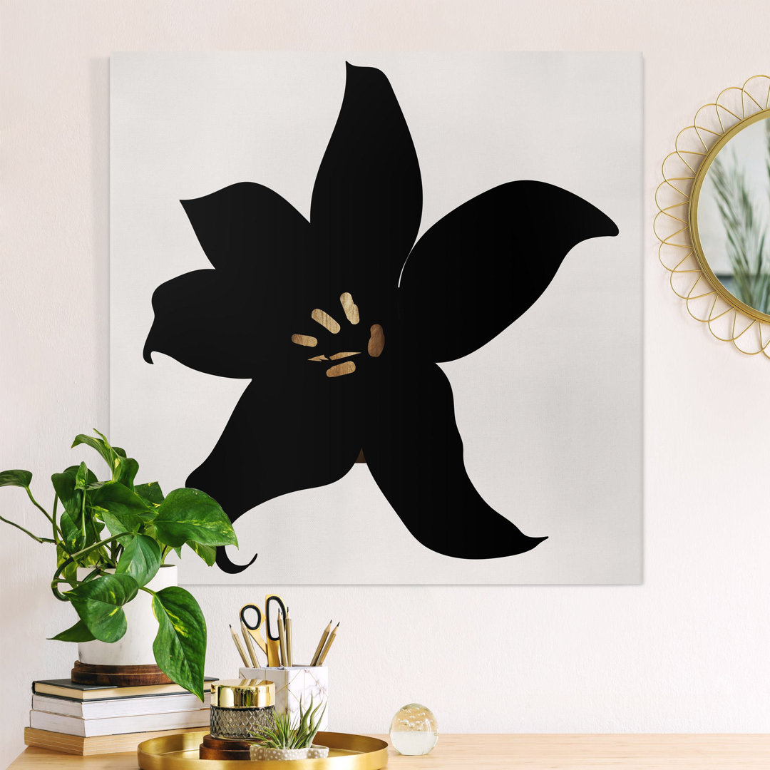 Leinwandbild Graphic Plant World – Orchid Black and Gold von Boris Draschoff