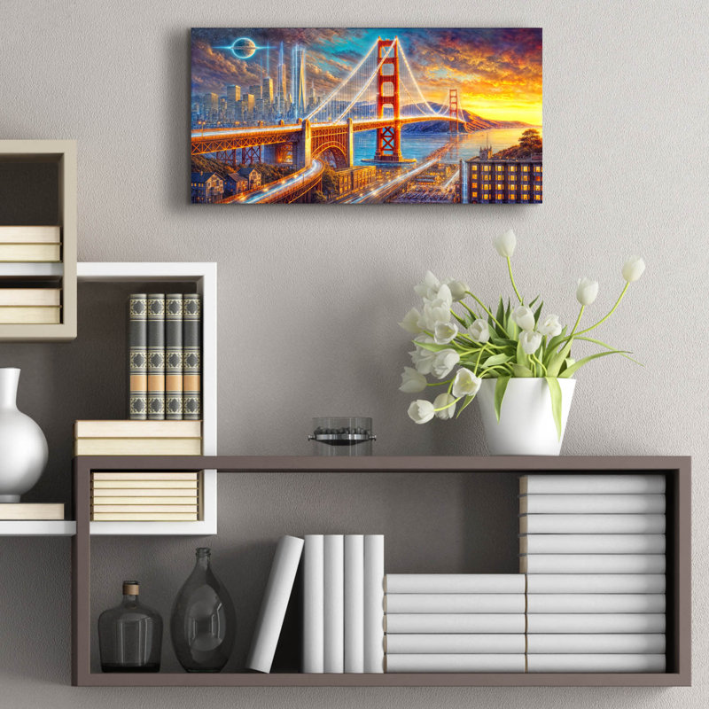 «Golden Gate Bridge» par Rey Klimt, art mural en verre acrylique, H 12 po x l 24 po