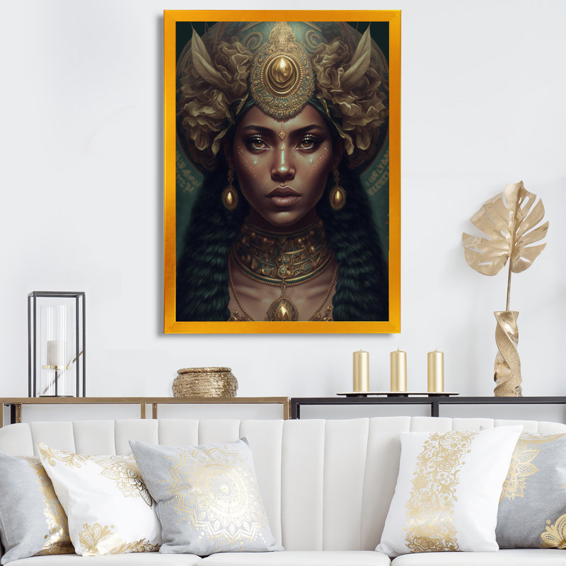 «Tiek Bohemian Woman with Traditional Coiffe I», reproduction sur toile, H 44 po x l 34 po x P 1,5 po, Encadrement doré