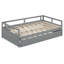 Lit de jour extensible avec couchette, lit de jour en bois avec couchette, gris-130120359