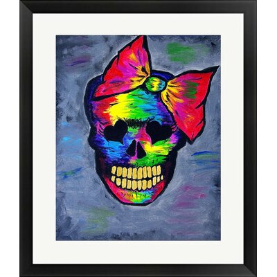 Rainbow Skull with Bow 'Lovely Lady Bones' Framed Graphic Art Print -  Buy Art For Less, IF TT003 16x20 Black 1.25 SM