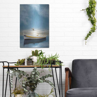 Luxe métal art «The White Boat In The Sunset» par C «The White Boat In The Sunset» par Carlos Casamayor