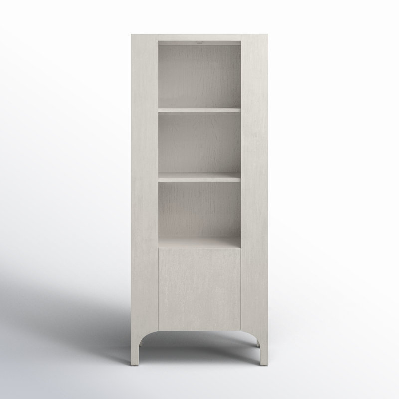 Maiya Light Gray Rubberwood Vertical Bookcase with Door