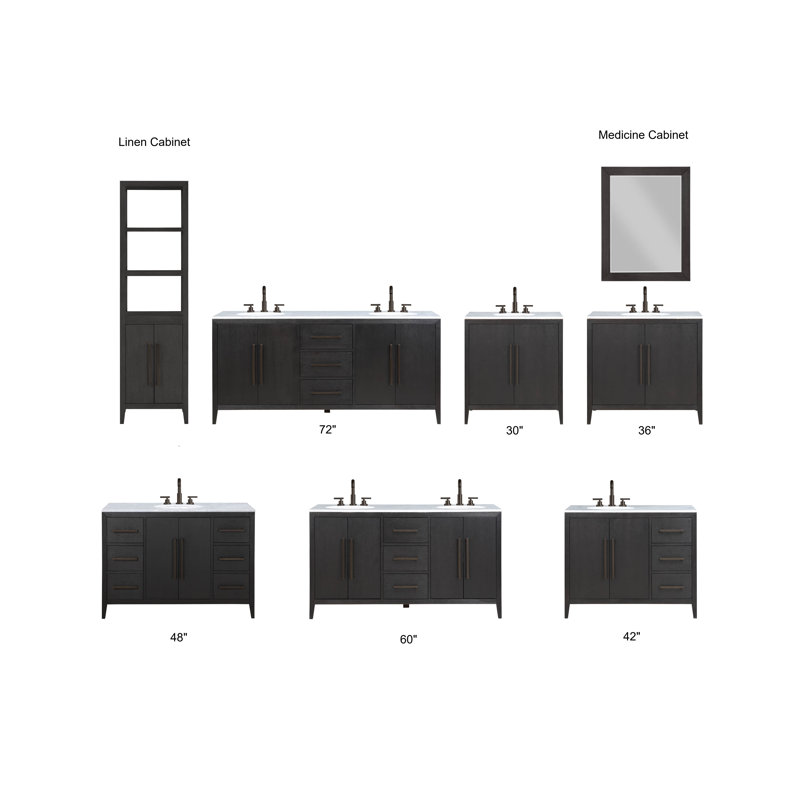 Alsup 72" Double Bathroom Vanity Set, Wire Brushed Dark Oak