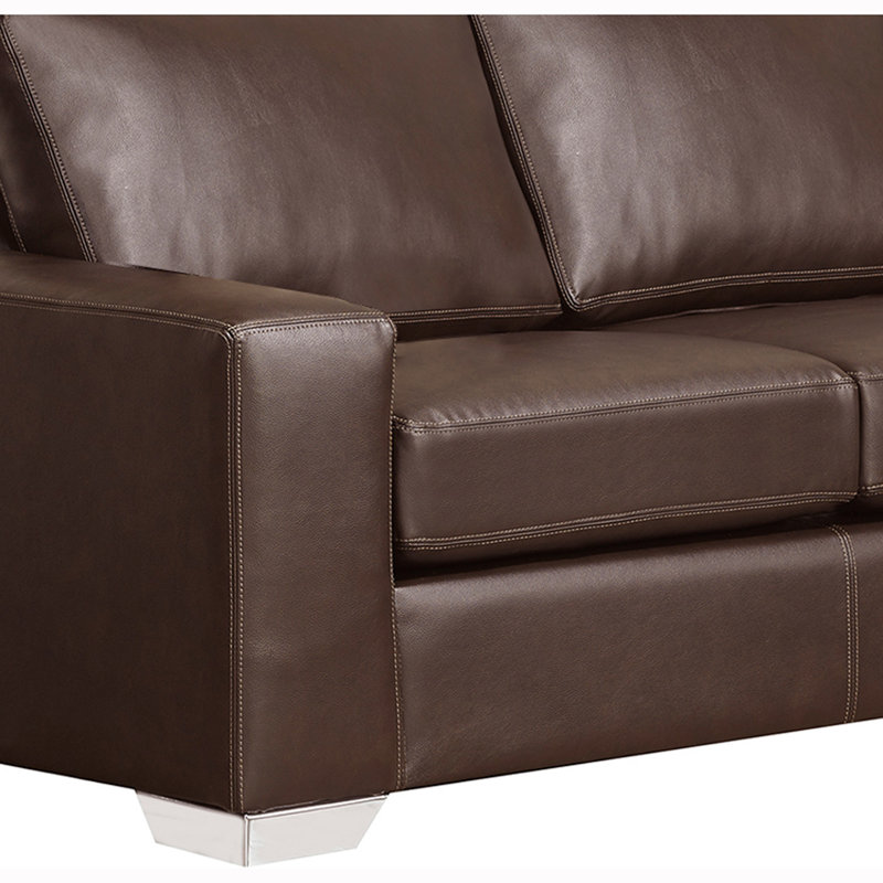 Crooke Upholstered U-Shaped Sectional Left Hand Facing, Brown Genuine Leather
