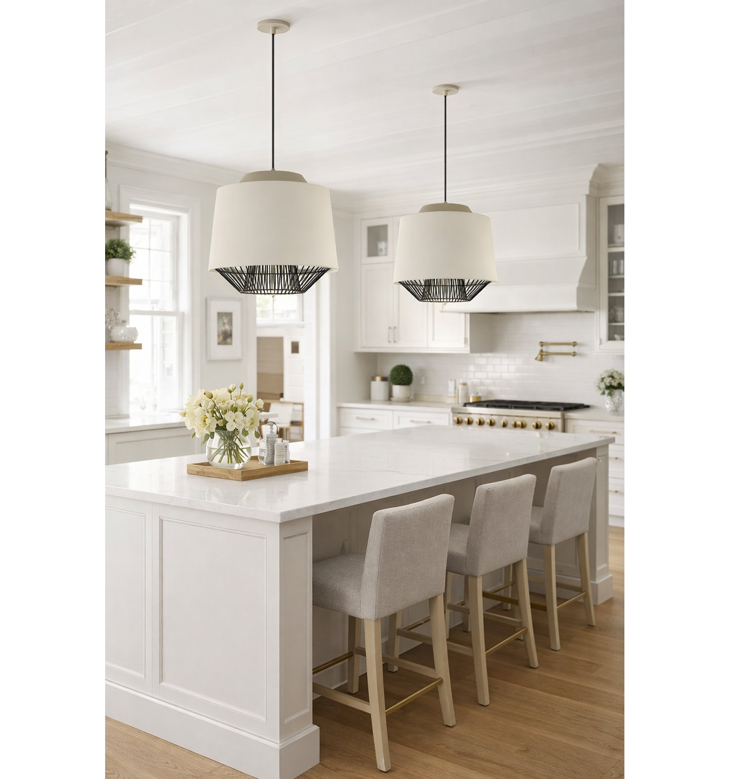 Cici Single Light Pendant, Gray / Black