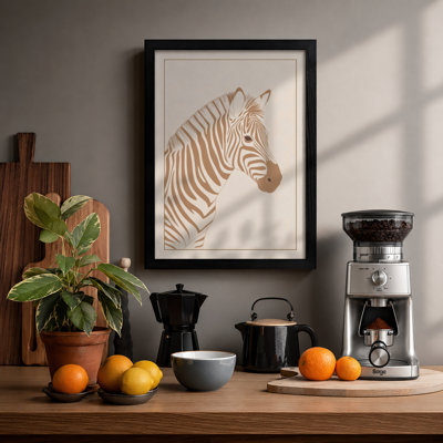 Zebra Head Study Minimalist - Framed Print