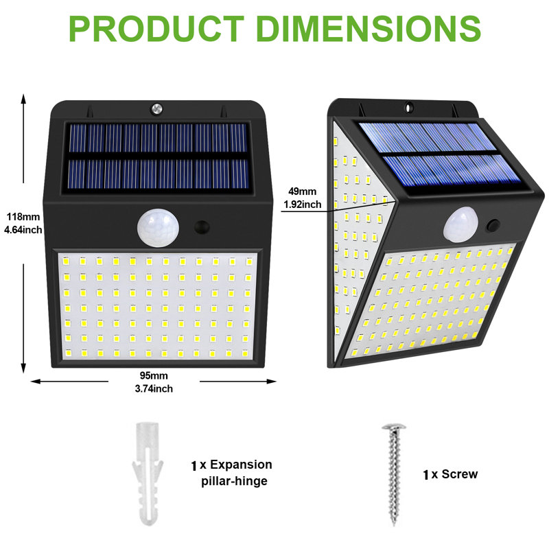 LED Solar Power Dusk to Dawn Outdoor Security Wall Pack with Motion Sensor (pack of 6)