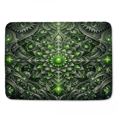 Tapis de bain Mandala vert complexe