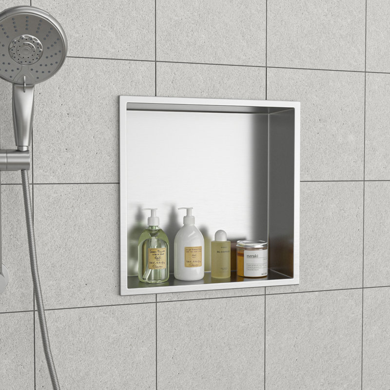 12" X 12" Stainless Steel Shower Niche, Brushed Nickel, 3.94" H x 12" W x 12" D, Brushed Nickel