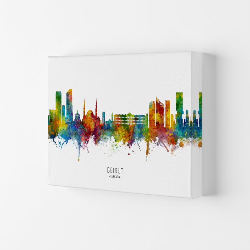 Beirut Lebanon Skyline by Michael Tompsett - Print, Wrapped Canvas, 29.7cm H x 42cm W x 4cm D