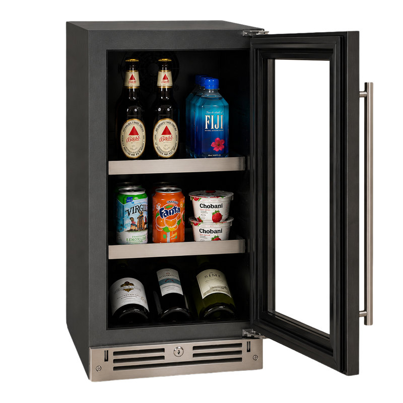Compartiment pour boissons 15 po, verre en acier inoxydable, charnière réversible Field