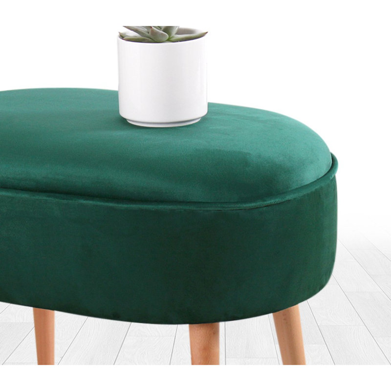 Pouf luxueux en velours vert avec pieds en bois, 24,8 po x 18,5 po x 17,3 po | 100% velours, 35 éponges orthopédiques, parfait pour les décors bohémiens et scandinaves | Solution de siège élégante et confortable pour la maison et l'hôtel