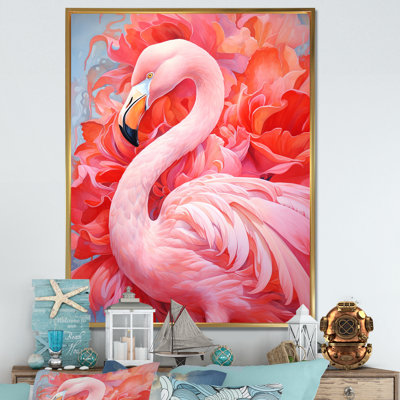 «Pink Flamingo Haven II», reproduction sur toile encadrée