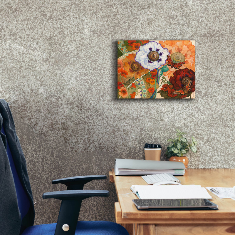 «Floral Tapisserie» par David Galchutt, art mural sur toile, H 12 po x l 16 po x P 0,75 po