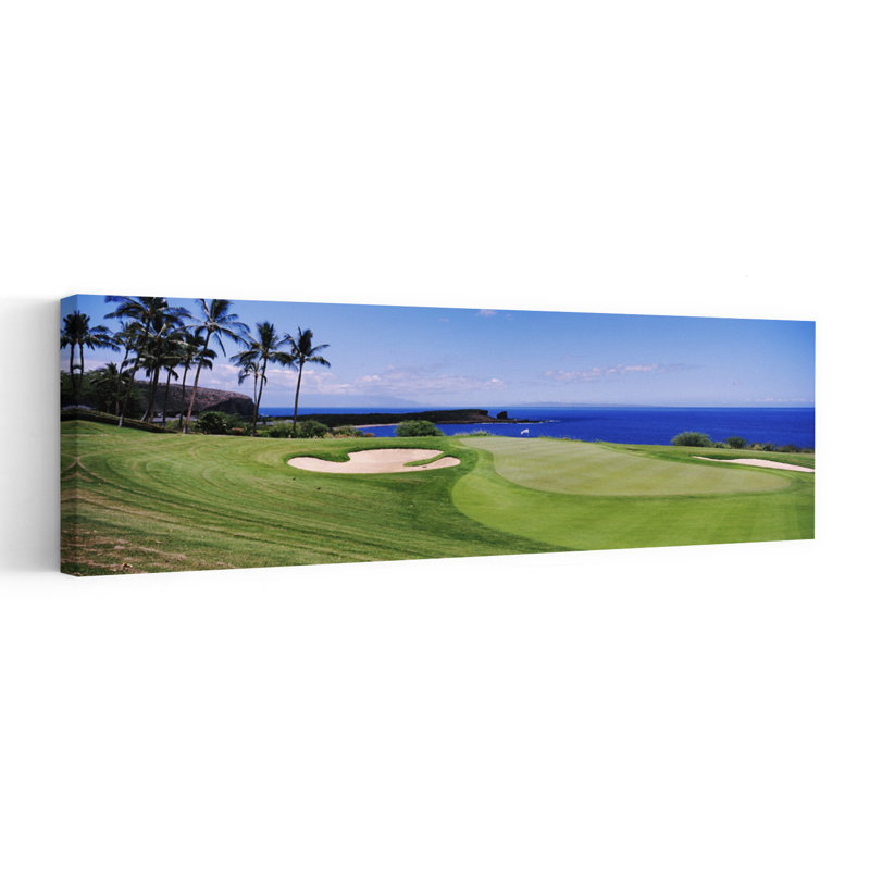 Golf Course At The Oceanside The Manele Golf Course Lanai City Hawaii USA by Dan Merkel - Wrapped Canvas Panoramic Print