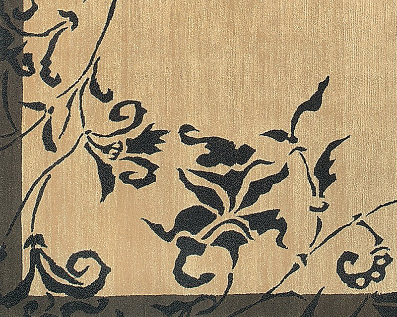Venetia Wool Floral Area Rug in Beige/Black, Rectangle 10' x 14'