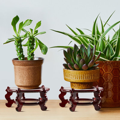 2 Pcs 8 Inch Wooden Plant Stands Vase Stand Accessories Decor