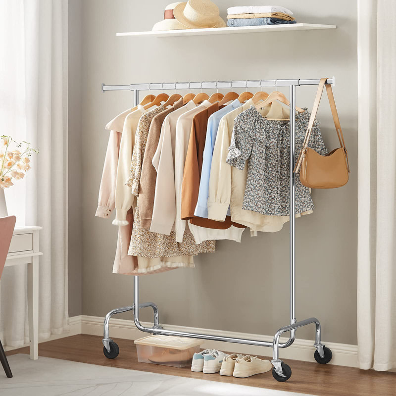 Maide 59.1'' Rolling Clothing Rack, Silver