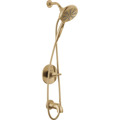 Nicoli 14 Series Brushed Gold Bathtub Shower Faucet Set with Handheld Shower Head, Valve Trim Kit, Champagne Bronze (Valve Included)