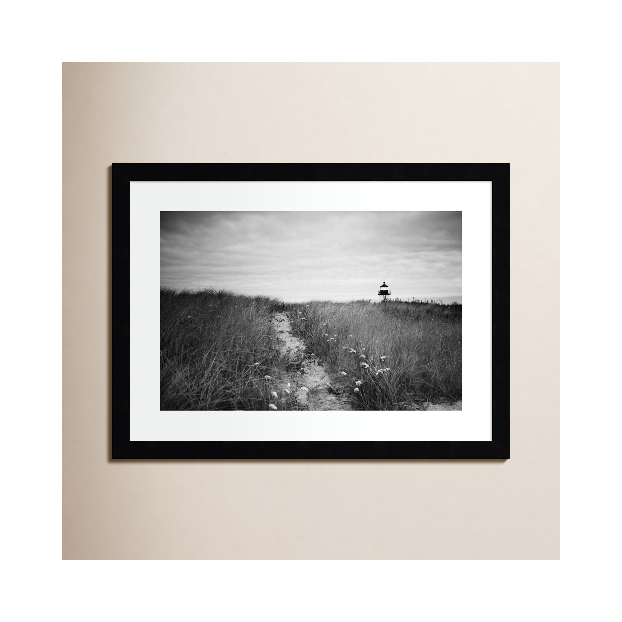 Nantucket Lighthouse by Aledanda, 14" H x 18" W, Black